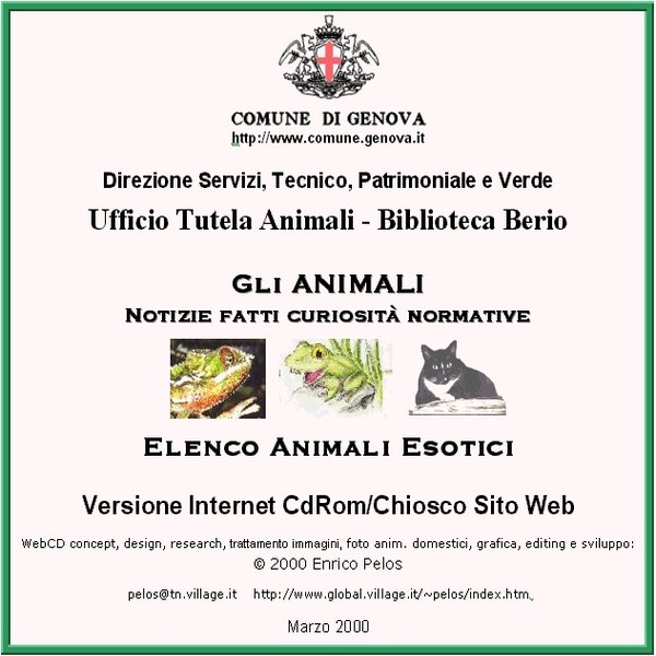 CD ANIMALI ESOTICI DESIGN E PRODUZIONE CD DI ENRICO PELOS per il Comune e la Biblioteca Berio di Genova